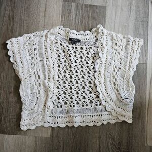 XOXO size Large Crochet white cardigan top